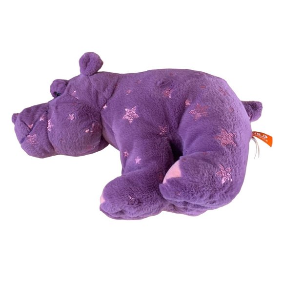 Wild Republic Plush Stuffed Animal Toy Doll PUrple Hippo 13 in Length Pin Glitte - Picture 1 of 6